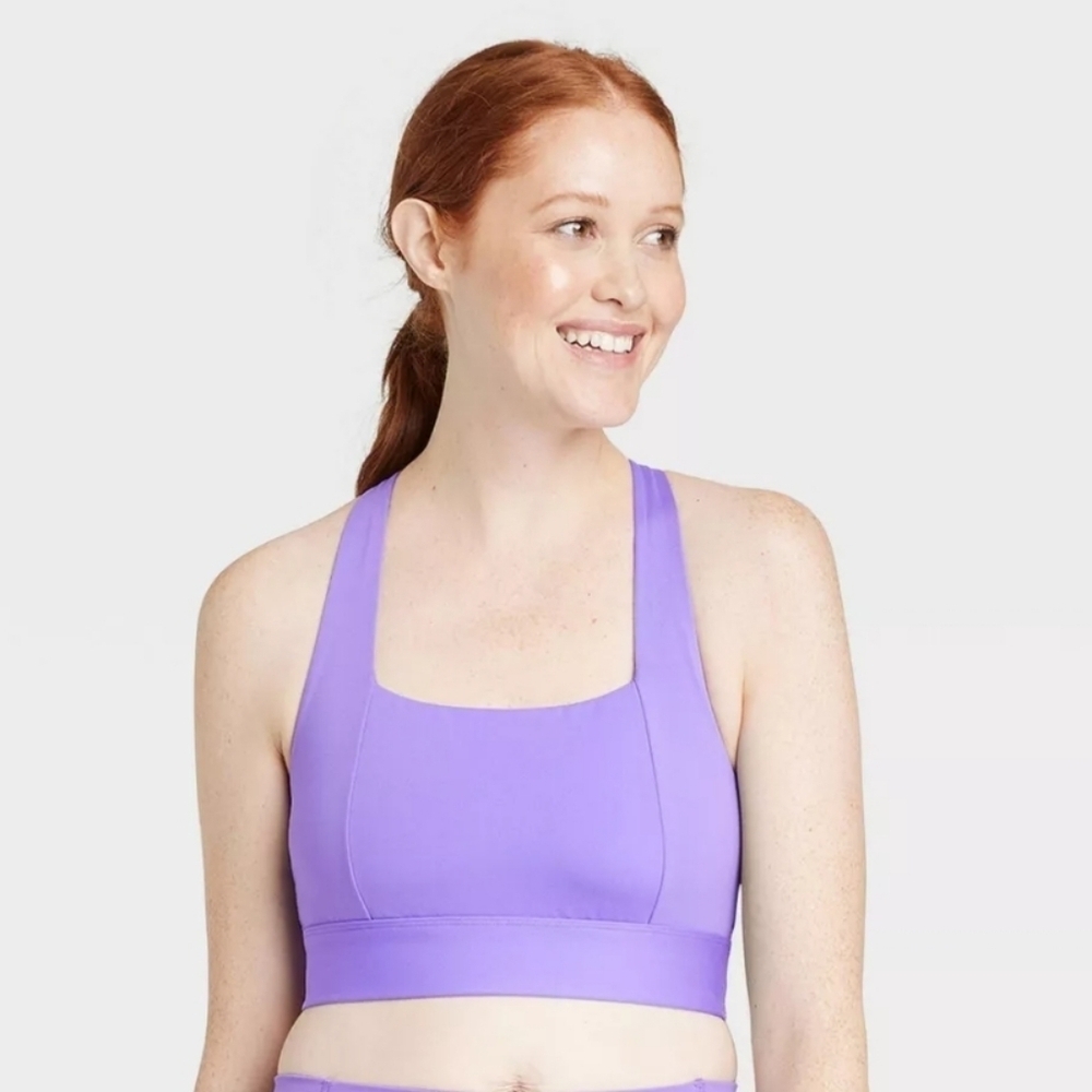 All In Motion Medium Support Square Neck Crossback Bra - Picture 1 of 6